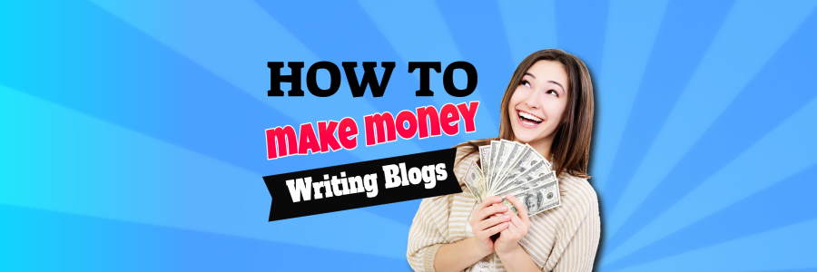 Delighted blogger holds money after learning How to make money writing blogs.