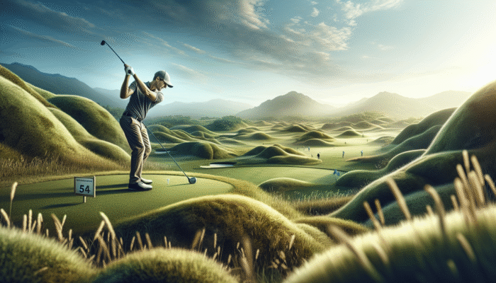 Planning Your Golf Road Trip: Golfer teeing off at Gary Player Country Club, Sun City, with breathtaking vistas.
