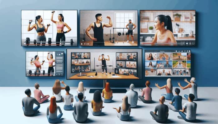 Fitness tutorials, expert interviews, and behind-the-scenes vlogs on screens, engaging diverse audiences.