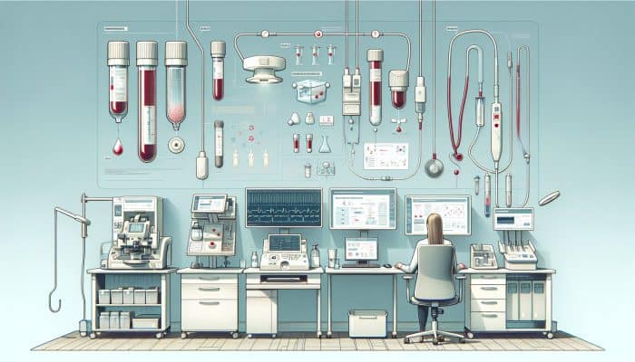 Infographic illustrating the thyroid blood test process in a contemporary Inverness clinic.