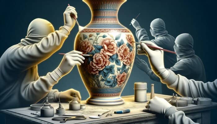 A revitalized porcelain vase in East Calder, showcasing intricate designs and restored luster through professional refinishing.