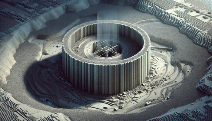 Underground dry well in Squamish for water management, with container and gravel, showing slow soil seepage.