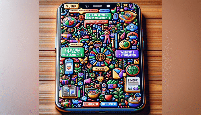 Smartphone screen showcasing clickable title tags featuring action words like "Discover" and "Unlock" highlighted.