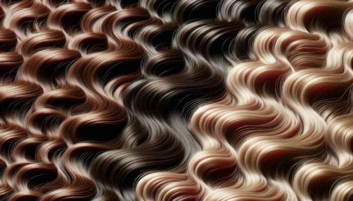 Close-up of diverse hair textures with fine, straight hair showing subtle waves and thick, curly hair with strategic layers enhancing natural waves.