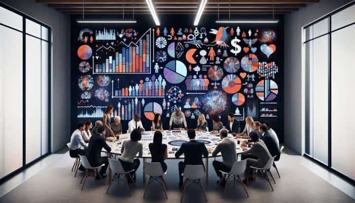 How to Structure a Custom Consolidation Plan: UK Edition | DCL A diverse group in a UK office examines debt consolidation options on charts and documents.