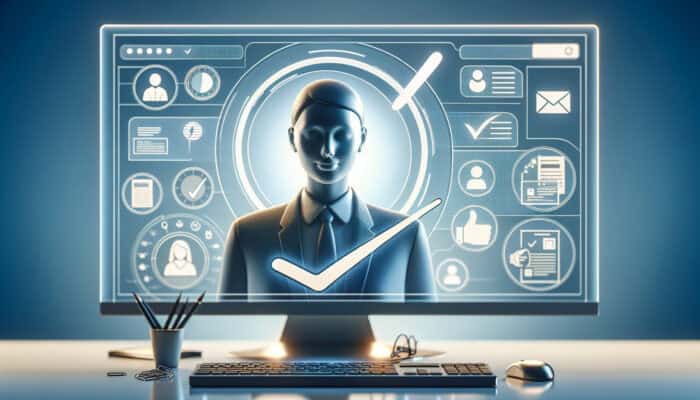 Unlocking Effective Email Management Skills for Virtual Assistants: A virtual assistant efficiently organizing emails amidst prioritized tasks and client feedback icons.