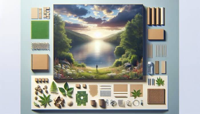 Sustainable Packing Hacks for Clearance: Biodegradable packaging materials blending into a serene landscape, symbolising sustainable packing.