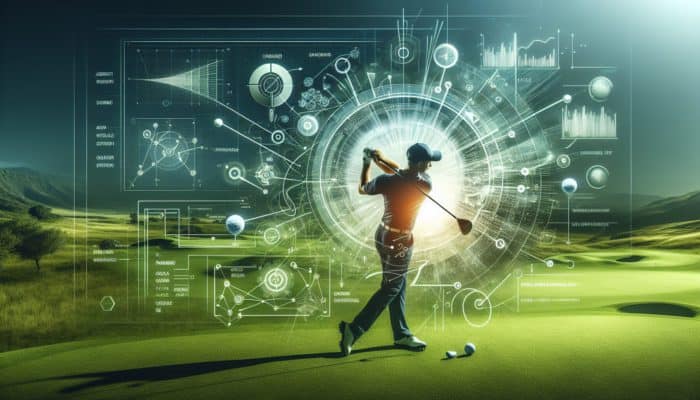 Golfer executing a flawless swing on a green course, showcasing swing mechanics and efficiency strategies.