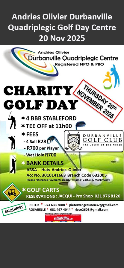 Andries Olivier Durbanville Quadriplegic Golf Day Centre 20 Nov 25