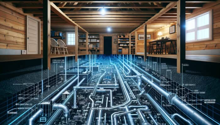 Diagram illustrating a crawl space featuring expertly installed drainage systems in a Port Coquitlam home.