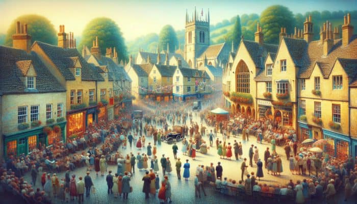 Blog Writing in Chipping Sodbury Gloucestershire for Small Businesses: A festival in Chipping Sodbury's town square, showcasing local culture and community engagement.