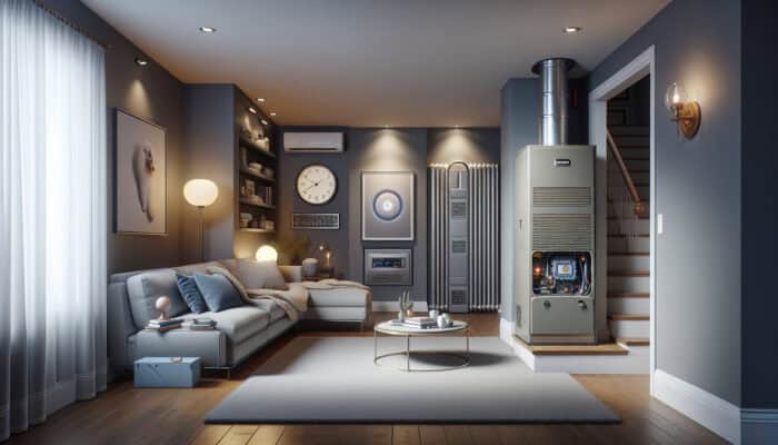 Furnace Services in Richmond: A modern living room showcasing gas, electric, and oil furnaces, illustrating home heating solutions in Richmond.