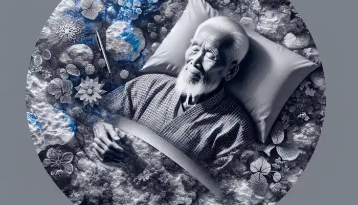 An elderly person resting on a soft, moisture-managing disposable bed sheet with waterproof backing.